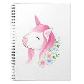 Cute Watercolor Baby Unicorn Custom Na Notebook
