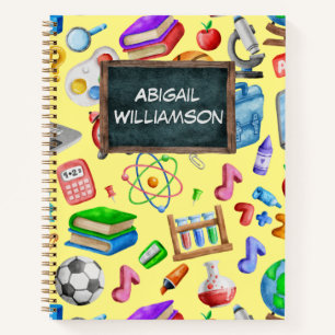 Cute Watercolor Back to School Supplies Colourful Notebook