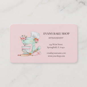 Cute watercolor Bakers Pink Mixer Business Card