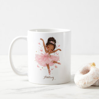 Cute Watercolor Ballerina Girl Personalised Name Coffee Mug