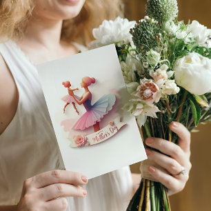 Cute Watercolor Ballerina Mum Postcard 