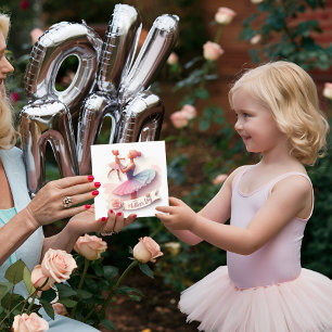 Cute Watercolor Ballerina Mum silhouette CARD