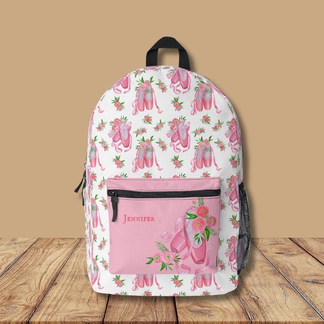 Cute Watercolor Ballet Shoes Pattern Girl Printed Backpack (Creator Uploaded)