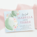 Cute Watercolor Balloon Kids Birthday Party Invitation<br><div class="desc">Adorable fun birthday party invite features 3 watercolor shades of green balloon's decorated with cute flowers in pink,  yellow and blue. Perfect for little girls</div>
