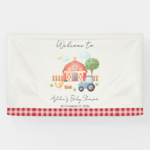 Cute Watercolor Barn Farm Animals Baby Shower  Banner