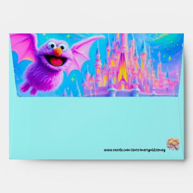 Cute Watercolor Bat Envelopes (Back (Top Flap))