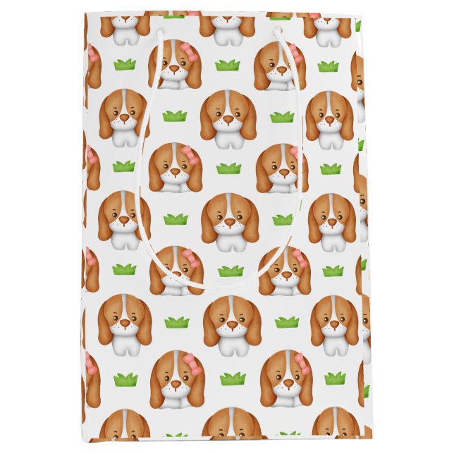 Cute Watercolor Beagle Dog Gift Bag (Front)