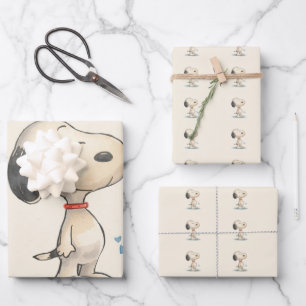 Cute Watercolor Beagle Dog Illustration Wrapping Paper Sheet