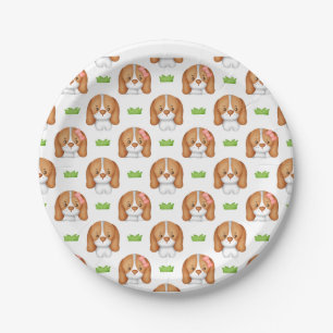 Cute Watercolor Beagle Dog Paper Plate