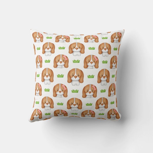 Cute Watercolor Beagle Dog Wall Clock Cushion (Back)
