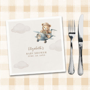 Cute Watercolor Bear Baby Shower party Napkin