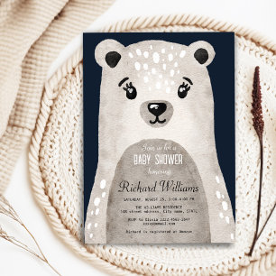 Cute watercolor bear boy baby shower invitation