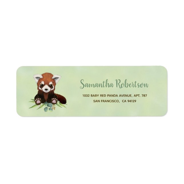 Cute Watercolor Bear Greenery Baby Shower Address (Front)