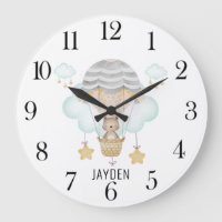 Cute Watercolor Bear In Hot Air Balloon Nursery