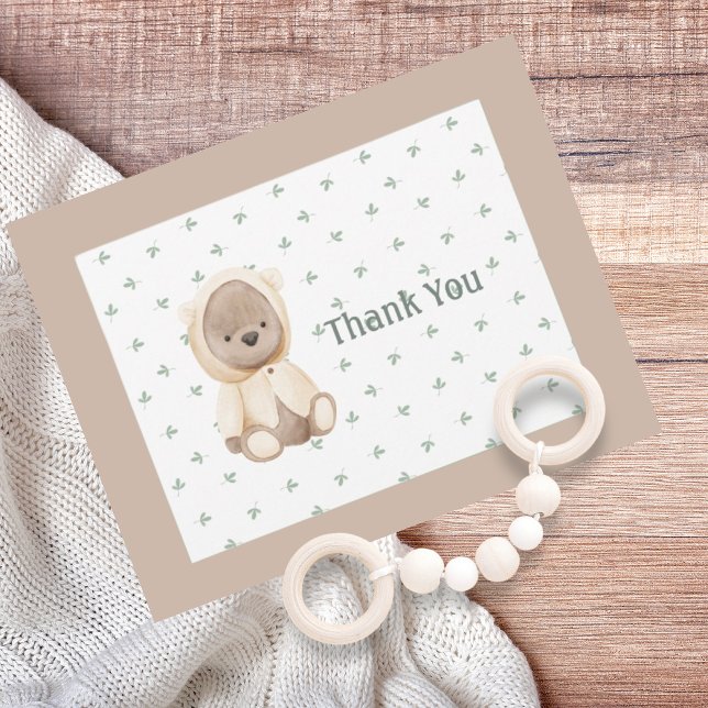 Cute Watercolor Bear Simple Thank You Postcard (Creator Uploaded)