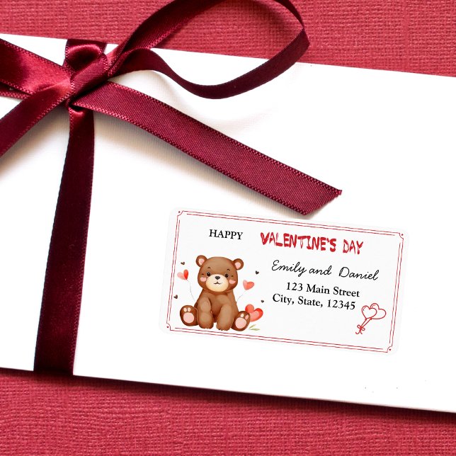 Cute Watercolor Bear Valentine Love Address  Label (Cute Watercolor Bear Valentine Love Address Label)