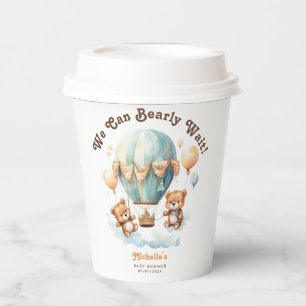 Cute Watercolor Bears Twins Baby Shower Paper Cups