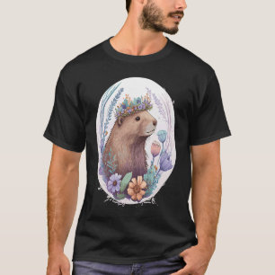 Cute Watercolor Beaver Flower Crown T-Shirt