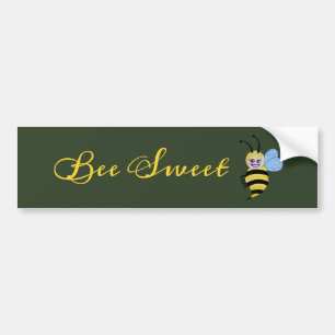 Cute Watercolor Bee With Happy Smile Bumper Sticker