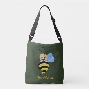 Cute Watercolor Bee With Happy Smile Crossbody Bag