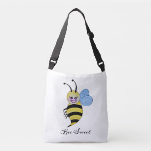 Cute Watercolor Bee With Happy Smile Crossbody Bag