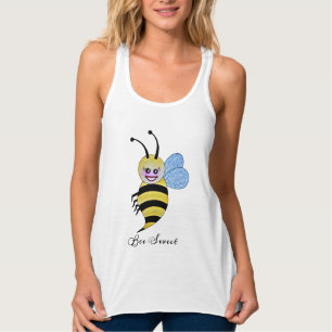 Cute Watercolor Bee With Happy Smile Singlet