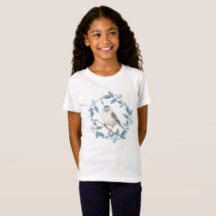 Cute watercolor bird and floral wreath T-Shirt