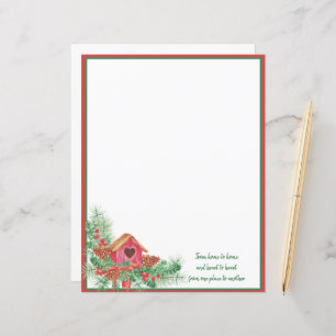 Cute watercolor birdhouse Christmas