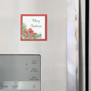 Cute watercolor birdhouse Christmas Holiday Magnet