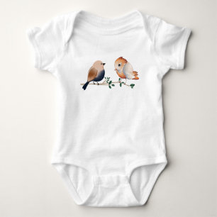 Cute Watercolor Birds  Baby Bodysuit