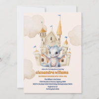 Cute Watercolor Blue Dragon Baby Shower