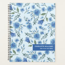 Cute Watercolor Blue Floral Pattern 