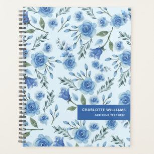 Cute Watercolor Blue Floral Pattern  Planner