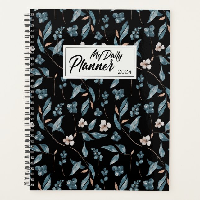 Cute Watercolor Blue Flowers Planner (Front)