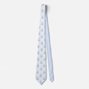 Cute Watercolor Blueberry Botanical Strips Pattern Tie