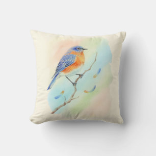 Cute Watercolor Bluebird Cushion