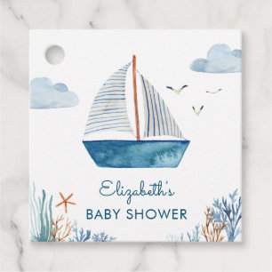 Cute Watercolor Boat Nautical Baby Shower Favour Tags