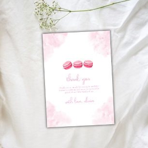 Cute Watercolor Bonjour Bébé Macaron Baby Shower Thank You Card