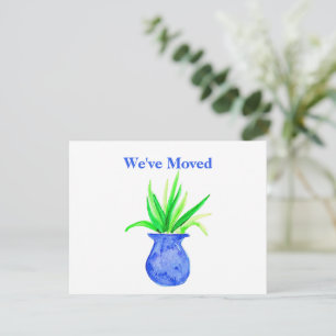 Cute Watercolor Botanical Moving Announcement 