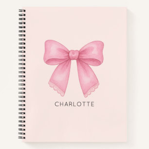 Cute Watercolor Bow Coquette Notebook