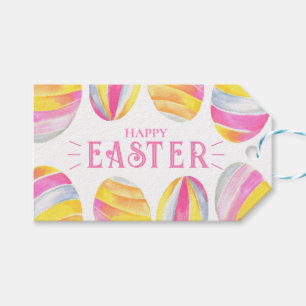 Cute Watercolor Bright Pastel Easter Eggs Favour Gift Tags