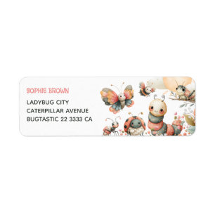 Cute Watercolor Bugs Insects Pastel Return Address