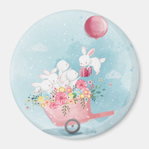 Cute Watercolor Bunnies  Magnet