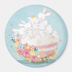 Cute Watercolor Bunnies  Magnet
