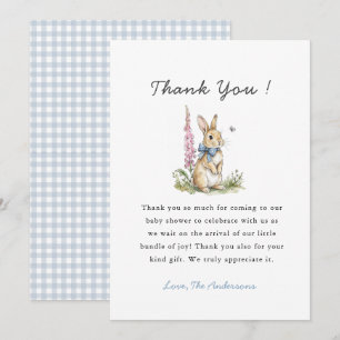 Cute watercolor Bunny Baby boy shower Thank You Card