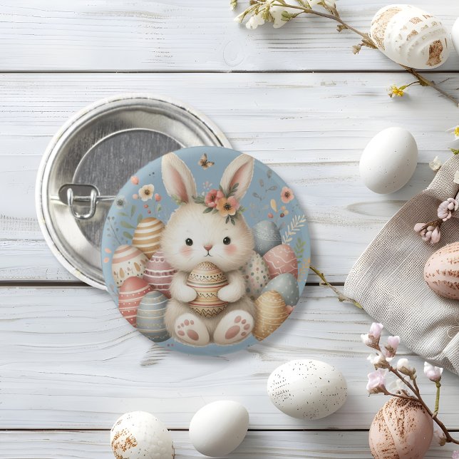 Cute watercolor Bunny Easter  3 Cm Round Badge (Cute watercolor Bunny Easter 3 Cm Round Badge)