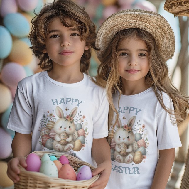 Cute watercolor Bunny Easter customizable Kids T-Shirt (Cute watercolor Bunny Easter customizable Kids T-Shirt)