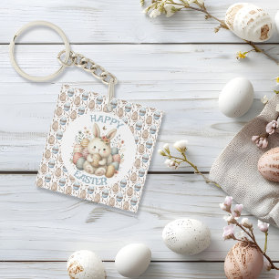 Cute watercolor Bunny Easter  Key Ring