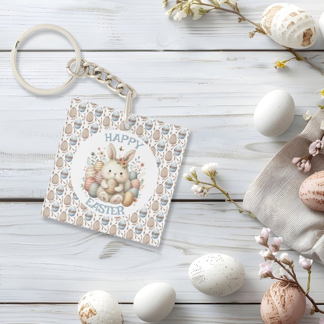 Cute watercolor Bunny Easter  Key Ring (Cute watercolor Bunny Easter Key Ring)