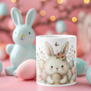 Cute watercolor Bunny Easter  Large Coffee Mug